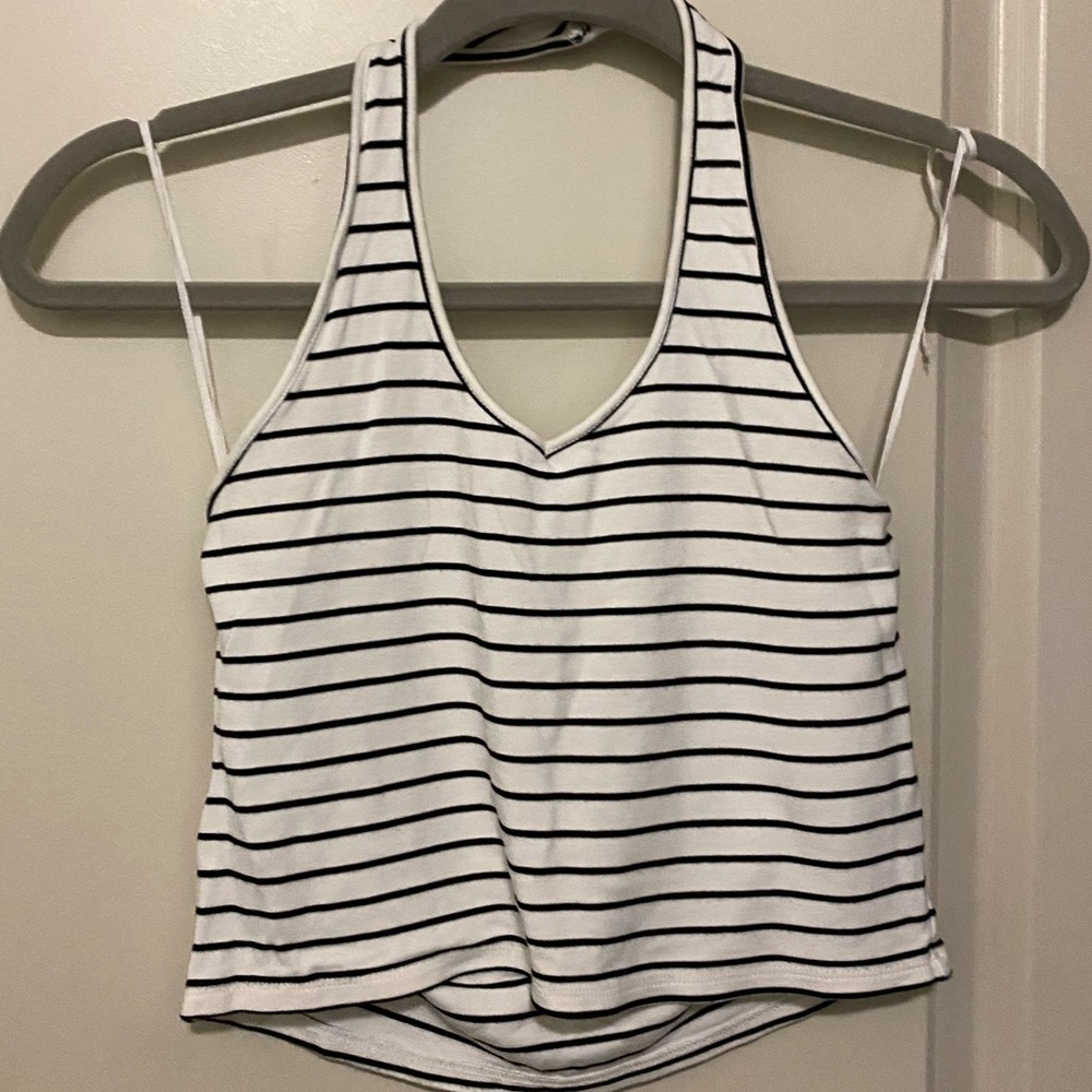 striped halter crop top